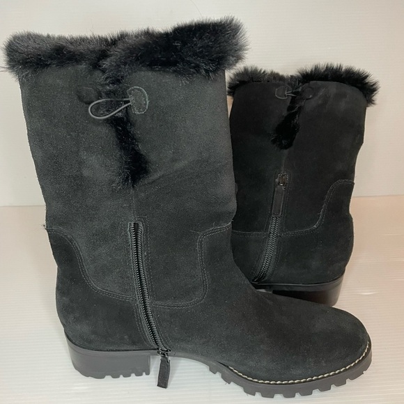 Talbots Tish Black Suede Faux Fur Insulated Boots Size 8.5 - Picture 5 of 10